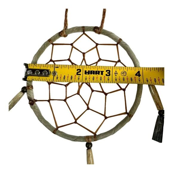 Handcrafted Dreamcatcher With Feathers 4" Diameter Southwest Real Boho Decor - Picture 6 of 6